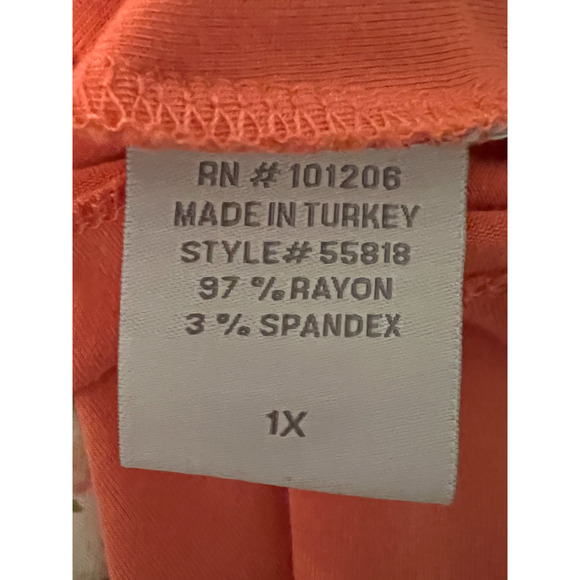 Soft Surroundings Womens Pullover Top Size 1X Salmon Long Sleeve Tunic V-Neck - Picture 5 of 7